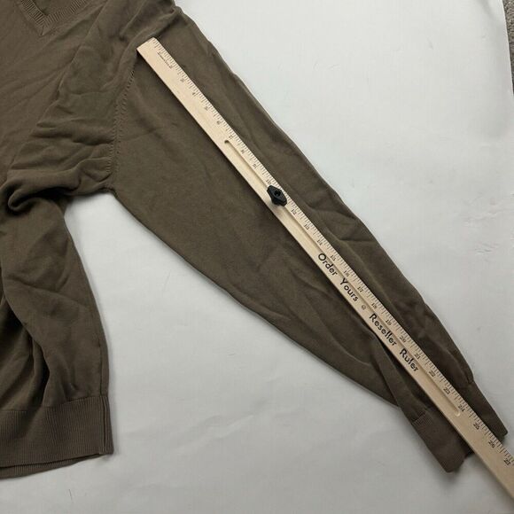 Greg Norman Green/Brown Knit V-Neck Long Sleeve Sweater Size XL Golf Cotton - Picture 5 of 12